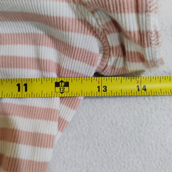 Zesica Women's Ruffled Sleeve Striped Top - Pink and White - Picture 6 of 7